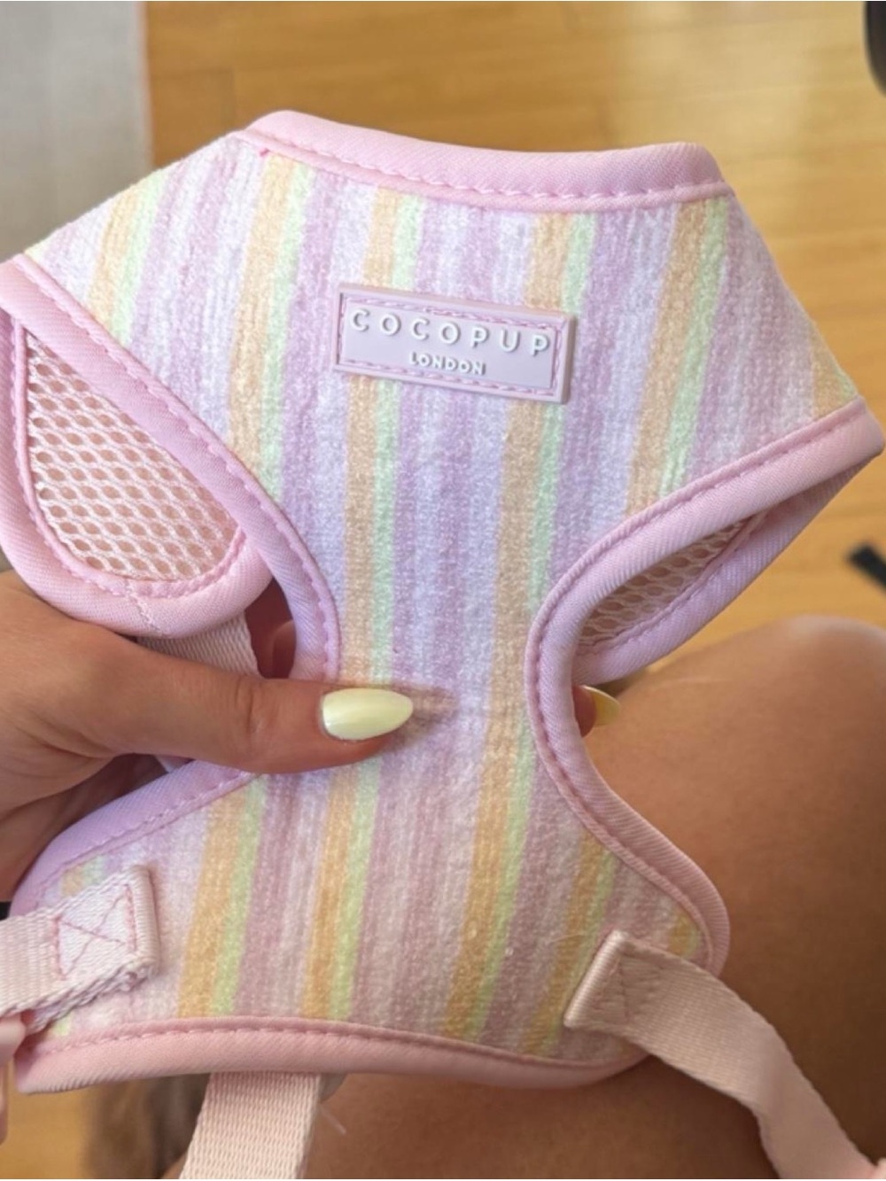 Cocopup Pastel Stripe Pink Dog Harness - Soft Padded Comfort size xs